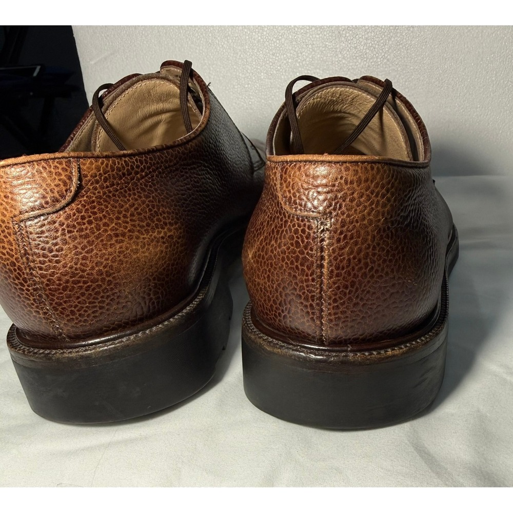 Salvatore Ferragamo Mens 11.5 D Brown Pebbled Leather Derby Shoes Lug Sole Italy - Picture 7 of 15